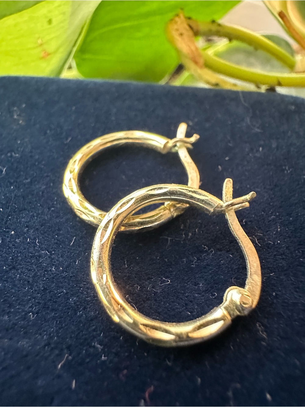 Textured Sterling Silver Gold Huggies Earring